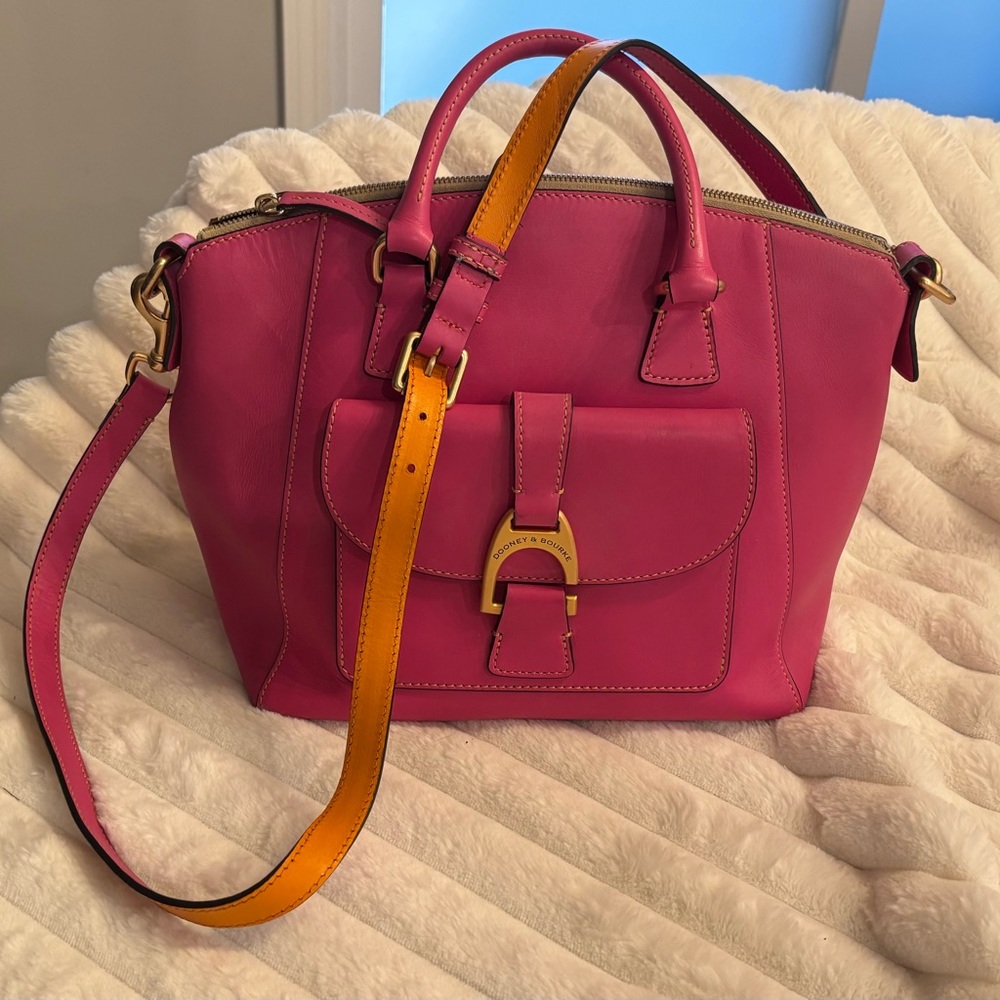 Dooney & Bourke Fuchsia Satchel with Long Shoulder Strap